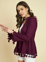 Wine Peplum Shrug