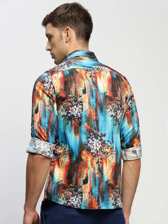 Men Blue Floral Shirt-PRISM-1701-Blue