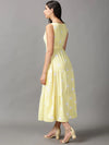 Women's Yellow Polka Dots Fit and Flare Dress-AE-15680-Yellow