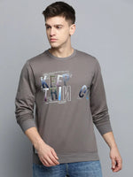 Men Grey Printed Casual Sweatshirt-BP-1410-Grey