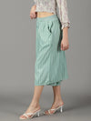 Women's Sea Green Striped Culottes-AE-10445-Seagreen