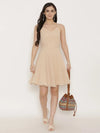 Back knot short skater Dress in Skin Color