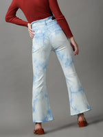 Women's Blue Solid Bootcut Denim Jeans-GZ-5139-Blue