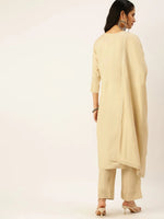 Women's Beige Solid Kurta Sets-NJ-3242638-Beige