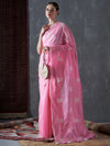 Saree Mall Women's Cotton Blend Pink Embroidered Designer Saree With Blouse Piece-12KAVI1201