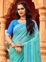 Saree Mall Women's Chiffon Light Blue Printed Designer Saree With Blouse Piece-STARCFN31203D