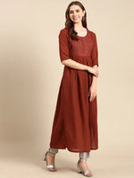 Women's Brown Embellished Anarkali Kurta-SKC-1027-Brown