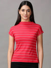 Women's Red Striped Top-AE-10453-Red