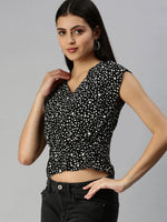 Women's Black Polka Dots Top-AE-10214-Blackwhite