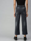 Women's Grey Solid Denim Wide Leg Jeans-IM-9819-Grey