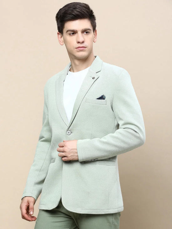 Men Green Solid Casual Blazers-AR-44-Green