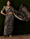 Saree Mall Women's Bhagalpuri  Black Printed Designer Saree With Blouse Piece-12NTYA1202