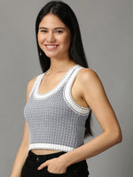 Women's Blue Solid Fitted Crop Top-RY-8721-Navyblue