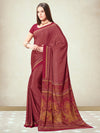 Saree Mall Women's Crepe Maroon Printed Designer Saree With Blouse Piece-VIVNTA7016D