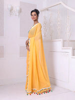 Yellow Mulmul Cotton Soft Saree With Patch Work Borders-MA62MCT33830019