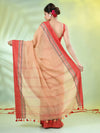 Beige Cotton Soft Saree With Contrasted Borders-MA62CT33720061