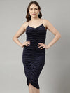 Women Navy Blue Striped Sheath Dress-AE-15942-Navyblue