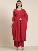 Women Fuchsia Solid Kurta Set-GW-2997-Fuchsia