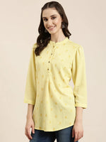 Women Yellow Floral Straight Kurti-NJ-3642299-Yellow