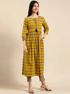 Women's Mustard Printed A-Line Kurta-SKF-144-1-Mustard