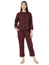 Smarty Pants Women's Brush Cotton Maroon Color Checks Night Suit