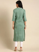 Women's Green Printed Straight Kurta-GW-500-E-Green