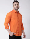 Hangup Men Slim Solid Shirts-CollarOrangeShirt