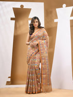 Dark Beige Cotton Blend Handwoven Saree With Paisey Motifs-MA53BCT041400062