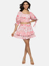 Floral Pink Two Tier Mini Skirt-17324