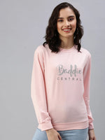 Women's Pink Solid SweatShirt-AN-12-Pink