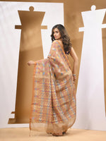 Dark Beige Cotton Blend Handwoven Saree With Paisey Motifs-MA53BCT041400062