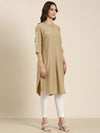 Women Beige Solid Straight Kurta-DF-1577-Beige