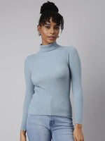 Women Grey Solid Fitted Top-SA-920-Grey