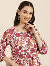 Women White Floral A-Line Kurta-ON-0010-White