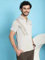 Venitian Men All Over Printed Grey Premium Cotton Polo Neck T-shirt