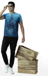 Huetrap Blue Mens Short Sleeve Graphic Printed Tshirt-HT16MKGRATQB00272