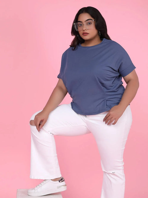 Women's Blue Solid Top-AE-10496-Blue