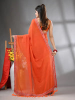 Orange Mul Cotton Soft Saree With Embroidered Borders-MA62MCT33990002