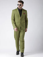 Hangup Men Standard Solid Men Formalwear-ArmyGreenBlazer