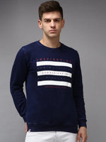 Men Blue Solid Sweatshirt-EX-6000-1-Navyblue