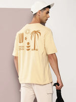 Dillinger Beige Graphic Oversized T-shirt-DLMOV238BGE-S