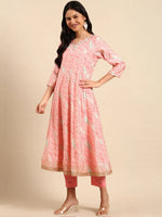 Women's Pink Printed Kurta Set-UB-9670-Pink