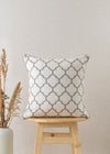 Trellis Printed 100% cotton geometric cushion cover for sofa - Walnut Grey-230452099