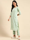 Women's Green Printed Kurta Set-ON-643-Green