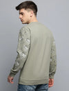 Men Green Printed Casual Sweatshirt-EX-F-5484-Olive