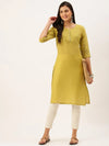 Women's Green Solid Straight Kurta-DF-1199-Green