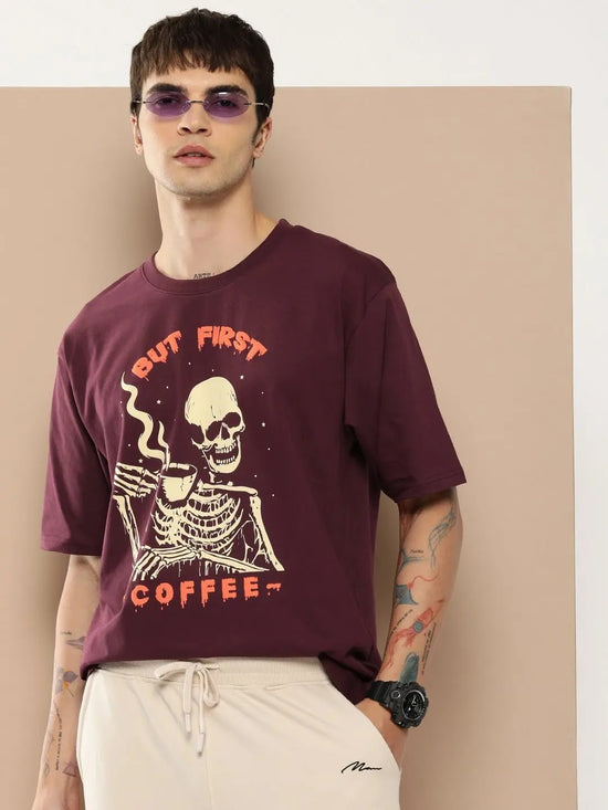 Difference of Opinion Maroon Graphic Oversized T-Shirt-DOOVR215WINE-S