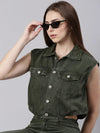 Women Solid Olive Basic Jumpsuit-GZ-5608-Olive