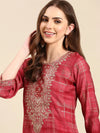 Women's Coral Embellished Straight Kurta-FS-2860-Coral