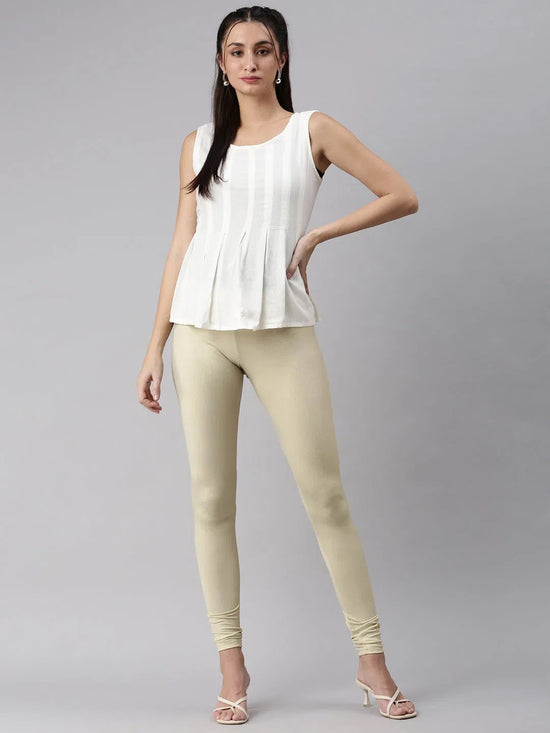 Women's Gold Solid Leggings-AC-032-Gold